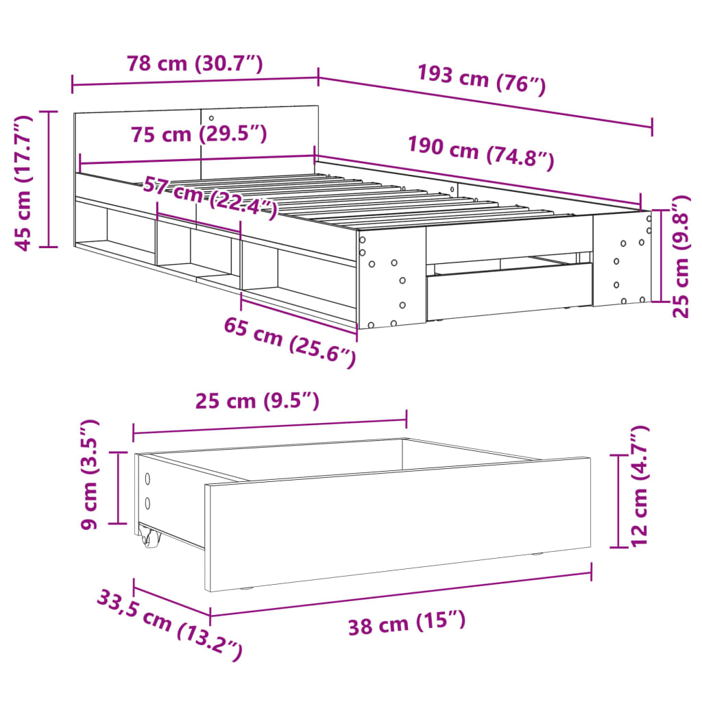 Cama Con Cajón Madera De Ingeniería Blanca
