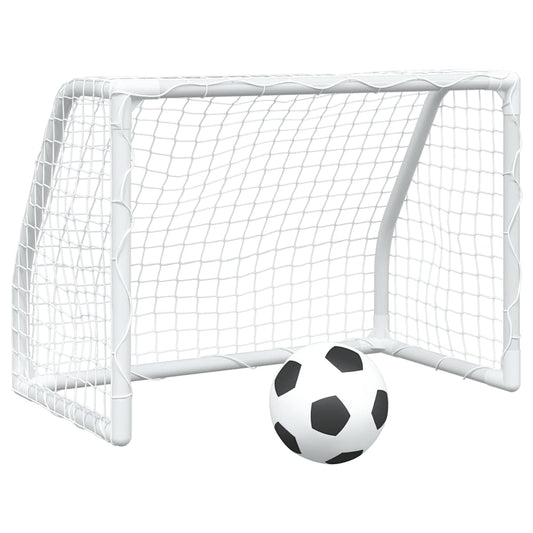 Porterías Fútbol Niños Y Balón 2 Uds Metal Blanco 64X35X48 Cm