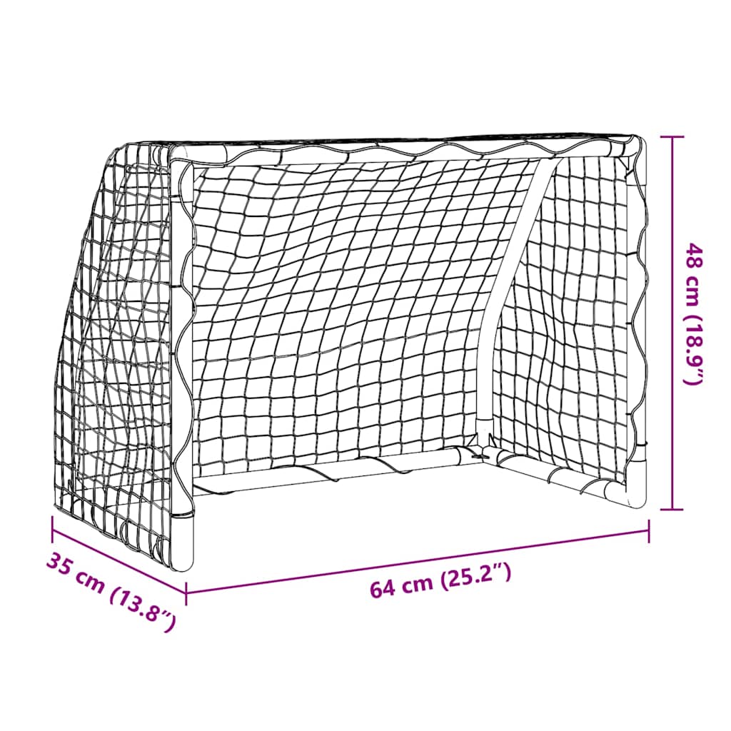 Porterías Fútbol Niños Y Balón 2 Uds Metal Blanco 64X35X48 Cm