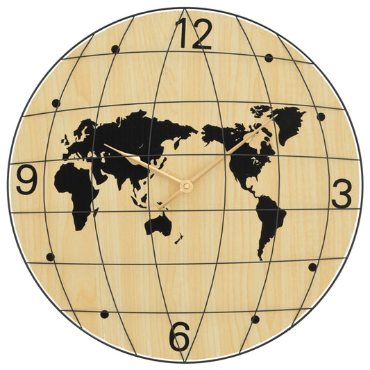 Reloj De Pared De Madera De Ingeniería Amarillo Y Negro Ø50 Cm