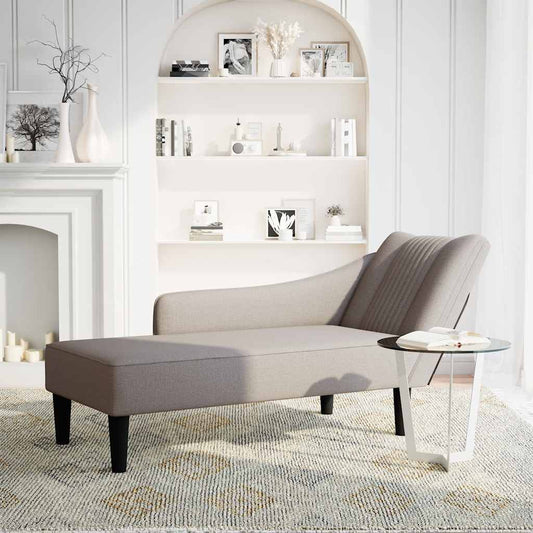 Chaise Longue Con Reposabrazos Derecho Tela Color Topo