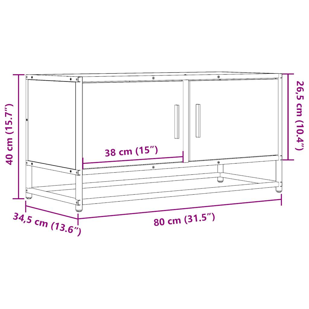 Mueble Tv Metal Y Madera Ingeniería Roble Humo 80X34,5X40 Cm