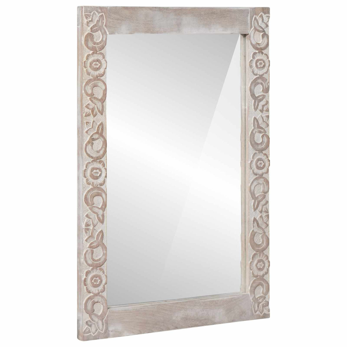 Espejo De Pared Madera De Nogal Marrón 70 X 50 Cm Rectangular
