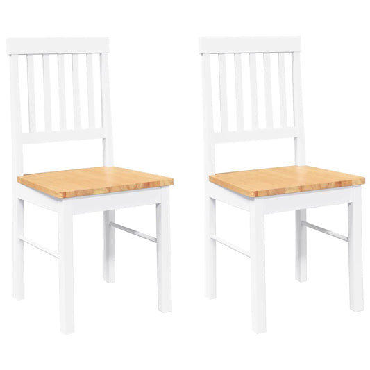 Sillas De Comedor 2 Unidades Madera Maciza De Caucho Blanco
