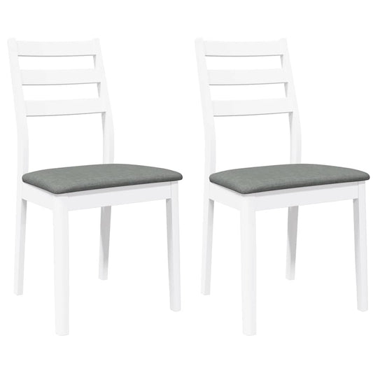 Sillas De Comedor Con Cojines 2Uds Madera Maciza Blanco Caucho