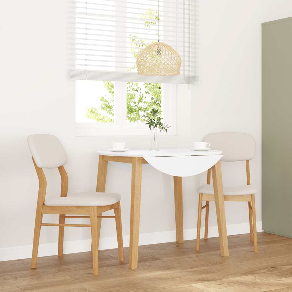 Sillas De Comedor Con Cojines 2Uds Madera Maciza Blanco Caucho