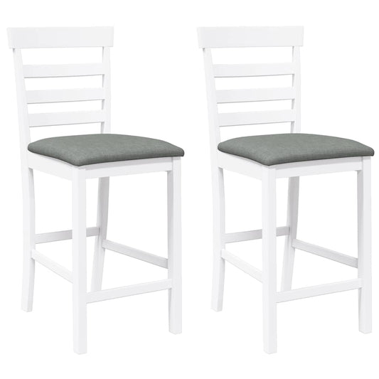 Taburetes De Bar Con Cojines 2 Uds Madera Maciza Blanca Caucho
