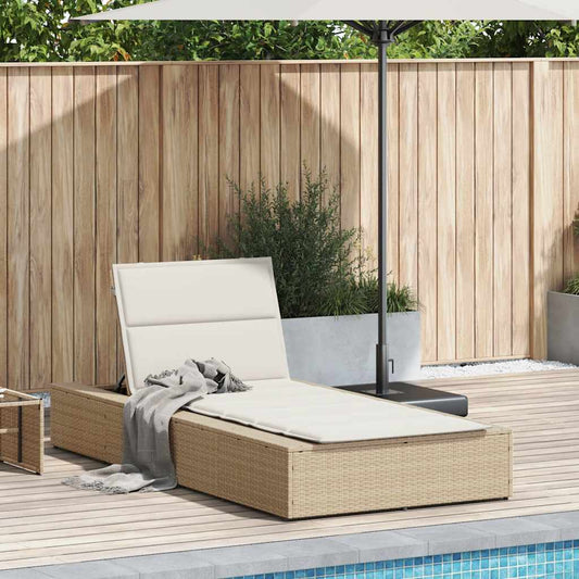 Tumbona Con Cojín Flotante Ratán Sintético Beige