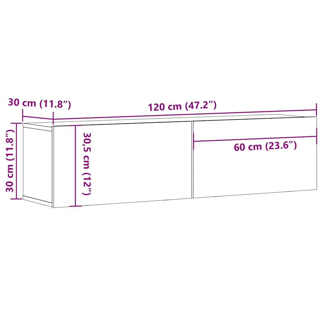 Mueble De Tv De Madera De 120X30X30,5 Cm