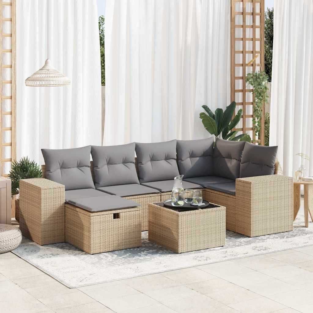 Set De Sofás De Jardín 6 Piezas Y Cojines Ratán Sintético Negro