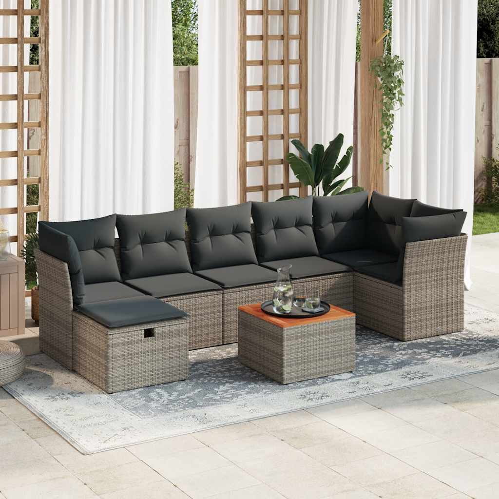 Set De Sofás De Jardín Y Cojines 8 Piezas Ratán Sintético Negro