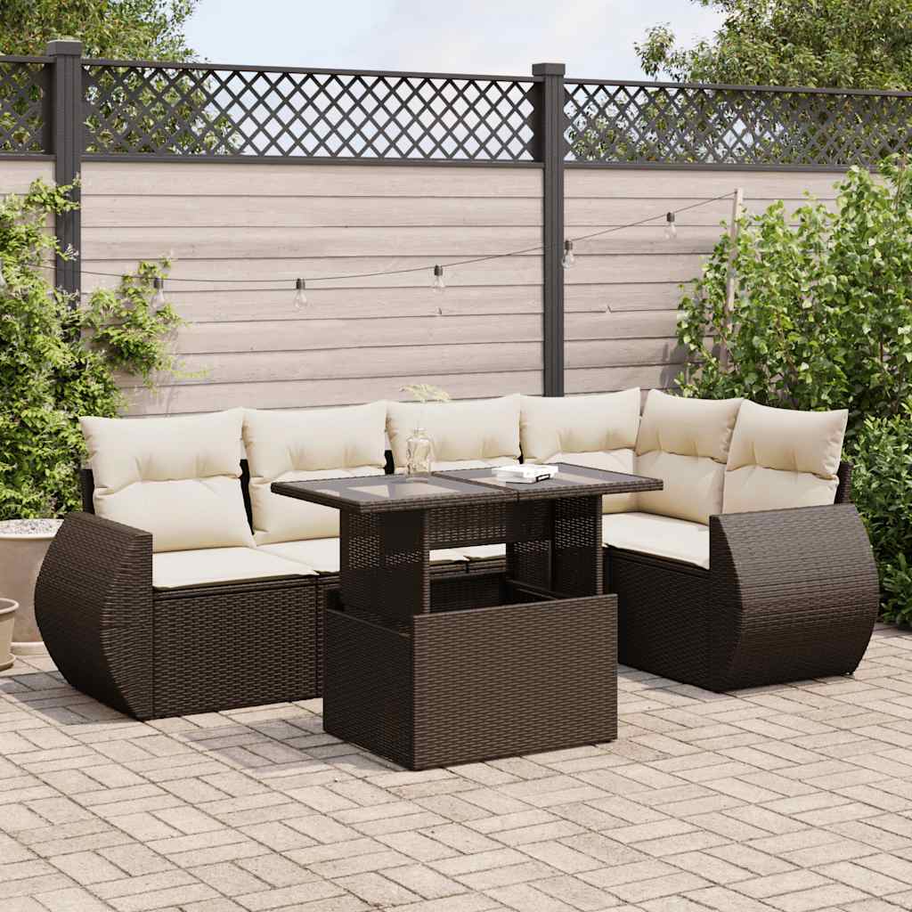 Set De Sofás De Jardín 6 Piezas Y Cojines Ratán Sintético