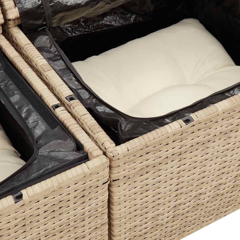 Juego De Sofás Jardín Con Cojines 5 Pzas Ratán Sintético Beige