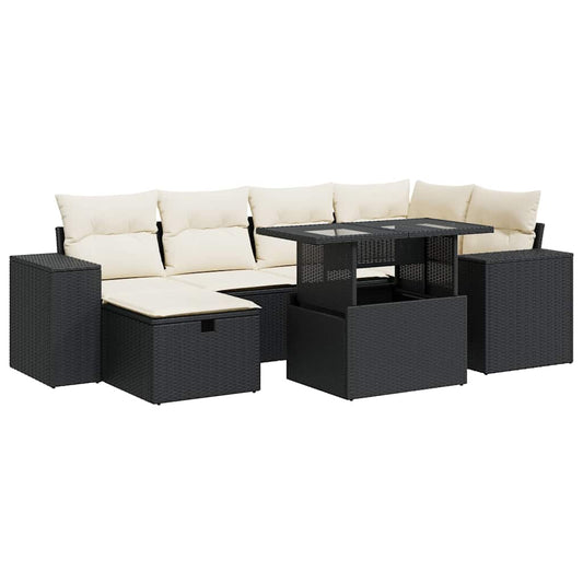 Set De Sofás De Jardín Y Cojines 8 Piezas Ratán Sintético Negro