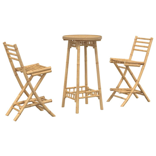Conjunto De Bar Para Exterior De 3 Piezas Plegable De Bambú