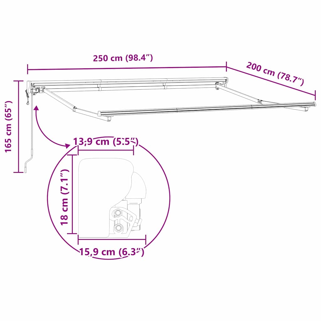 Estructura Del Toldo Ajustable 2,5 X 2 M Acero
