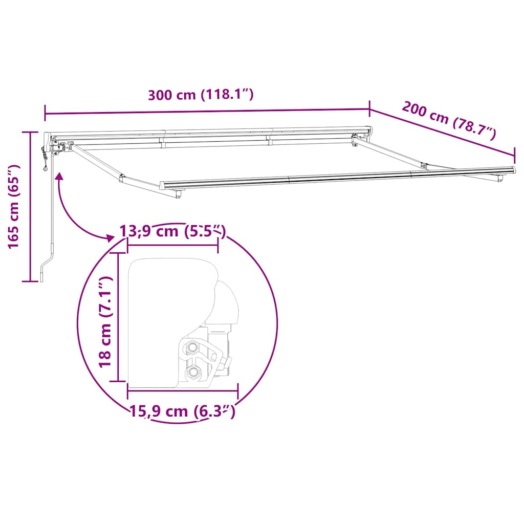Estructura Del Toldo Ajustable 3 X 2 M Acero