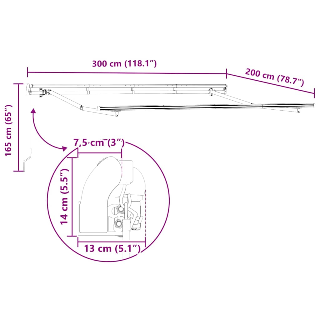 Estructura Del Toldo Manual 3 X 2 M Metal