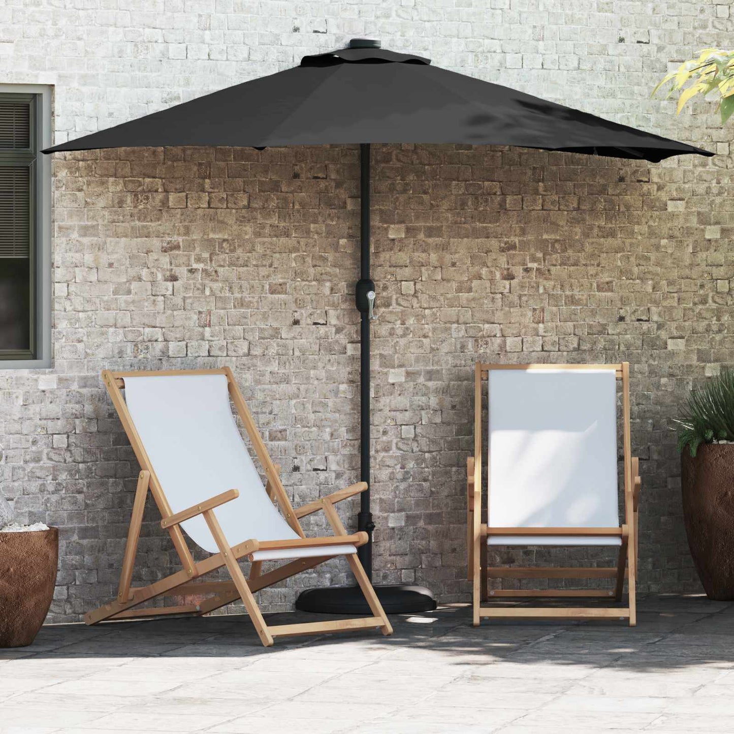 Sombrilla De Jardín 294 X 150 X 224 Cm Poliéster Y Acero