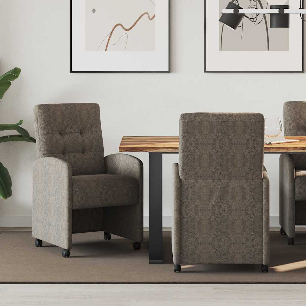 Sillas De Comedor Con Ruedas 2 Uds. Cuero De Ante Sintético