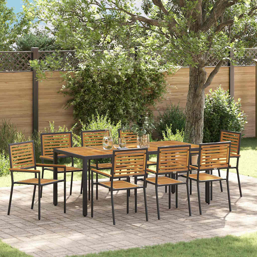 Conjunto De Comedor De Jardín 9 Pcs Y Marrón