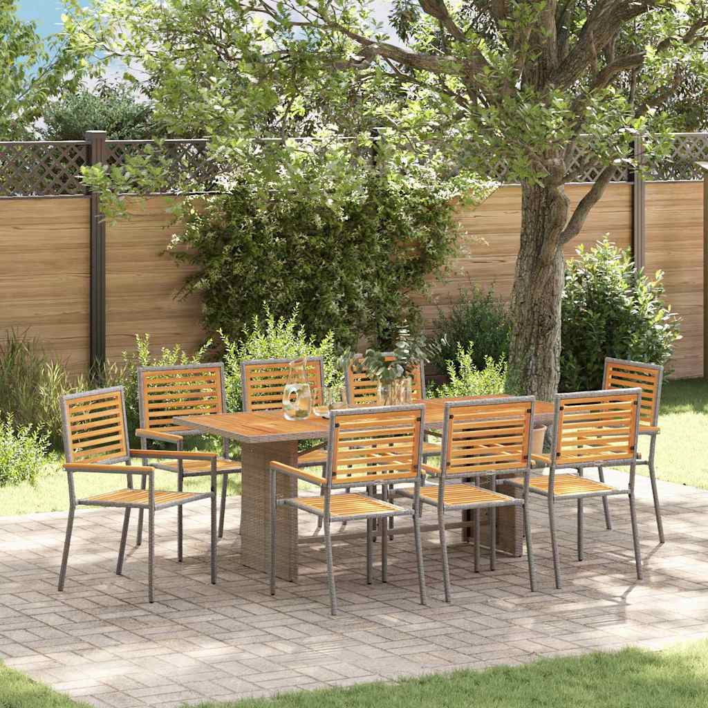 Conjunto De Comedor De Jardín 9 Pcs Y Marrón