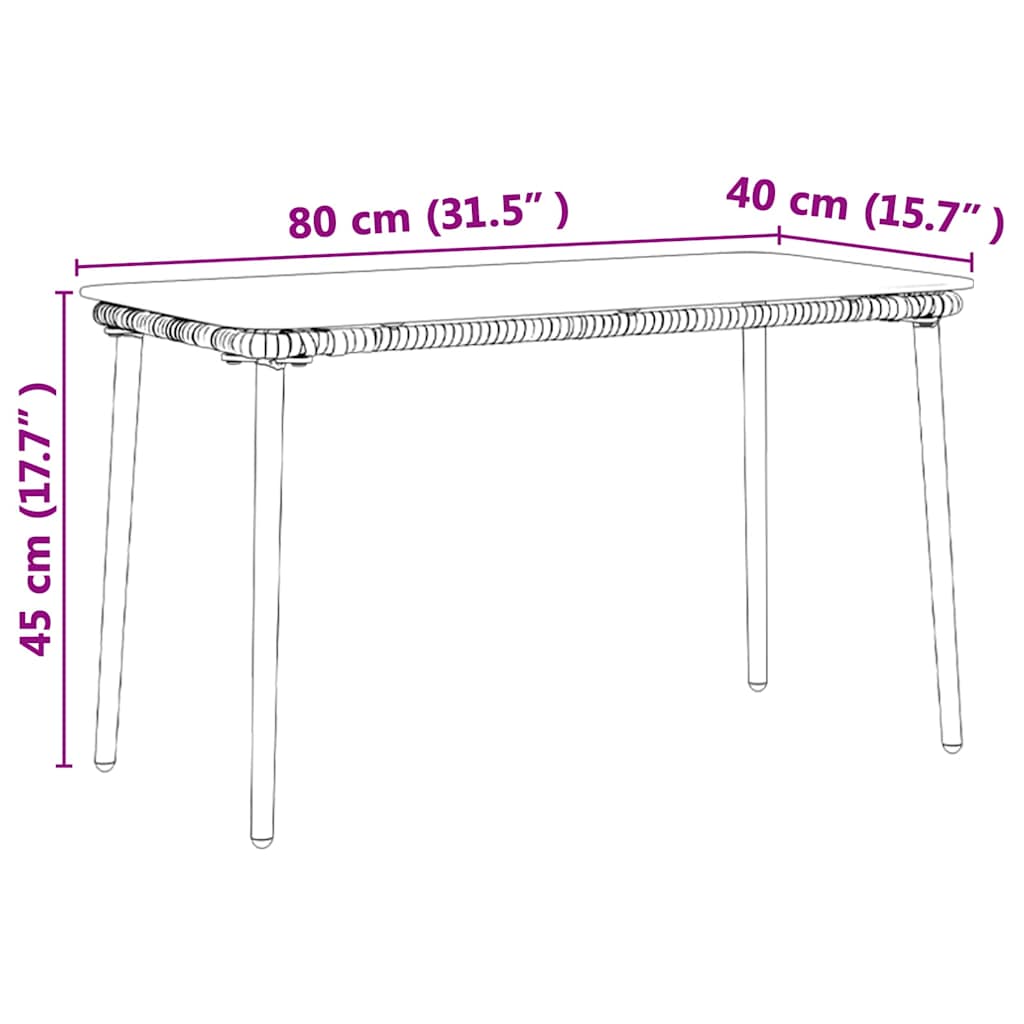 Mesa De Jardín 80 X 40 X 45 Cm Ratán Sintético