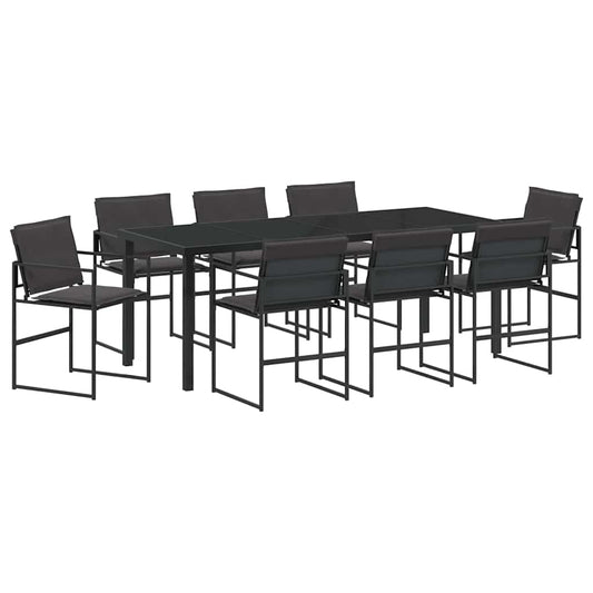 Conjunto De Comedor De Jardín 9 Pcs Negro 200 X 80 X 73 Cm