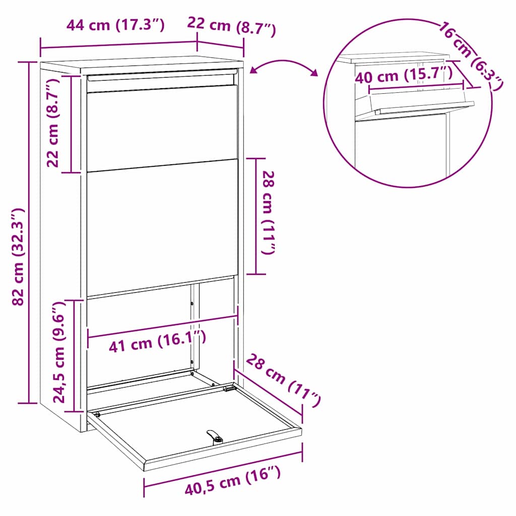 Caja De Entrega De Paquetes Con Puerta 44 X 22 X 82 Cm Acero