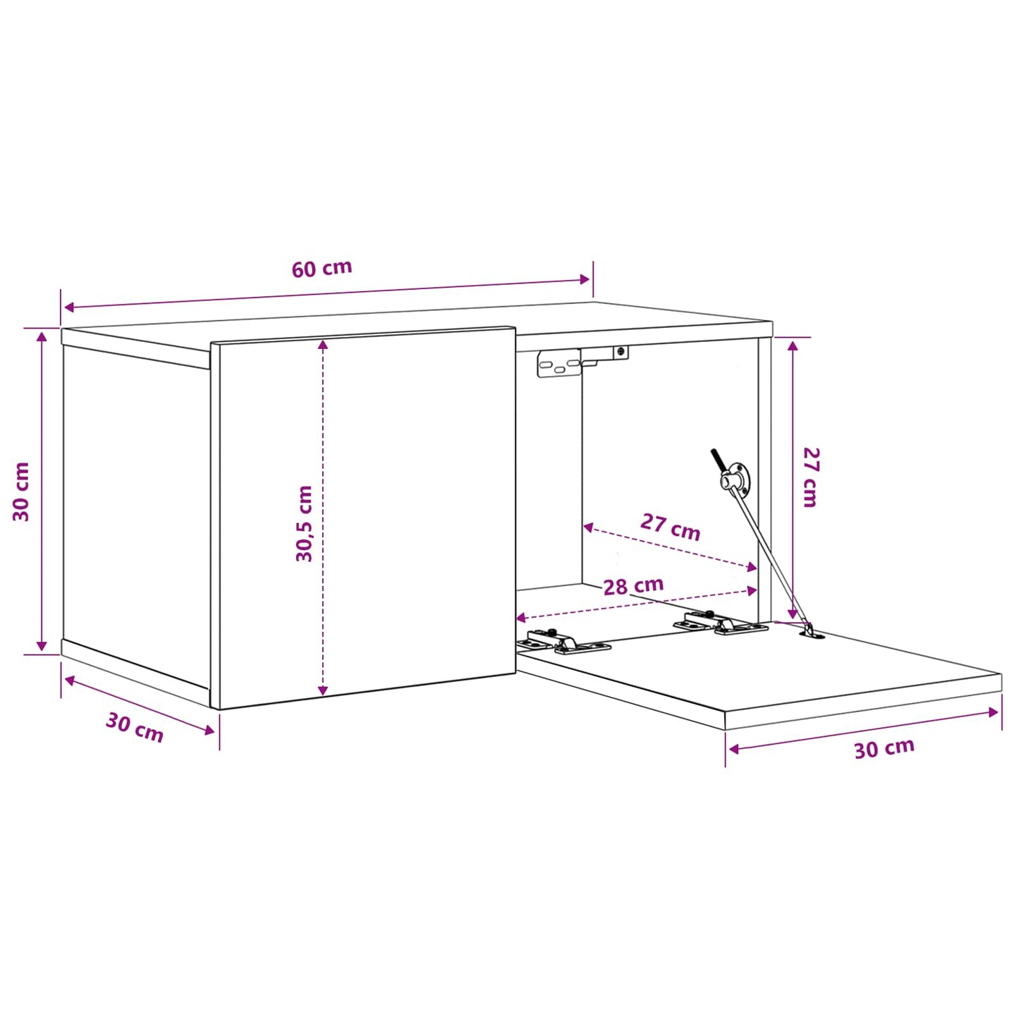 Conjunto De Mueble De Tv Marrón 60 X 30 X 30 Cm