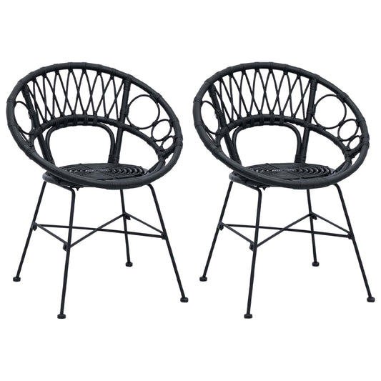 Silla De Comedor 2 Uds. Ratan E Hierro 54 X 65 X 82 Cm