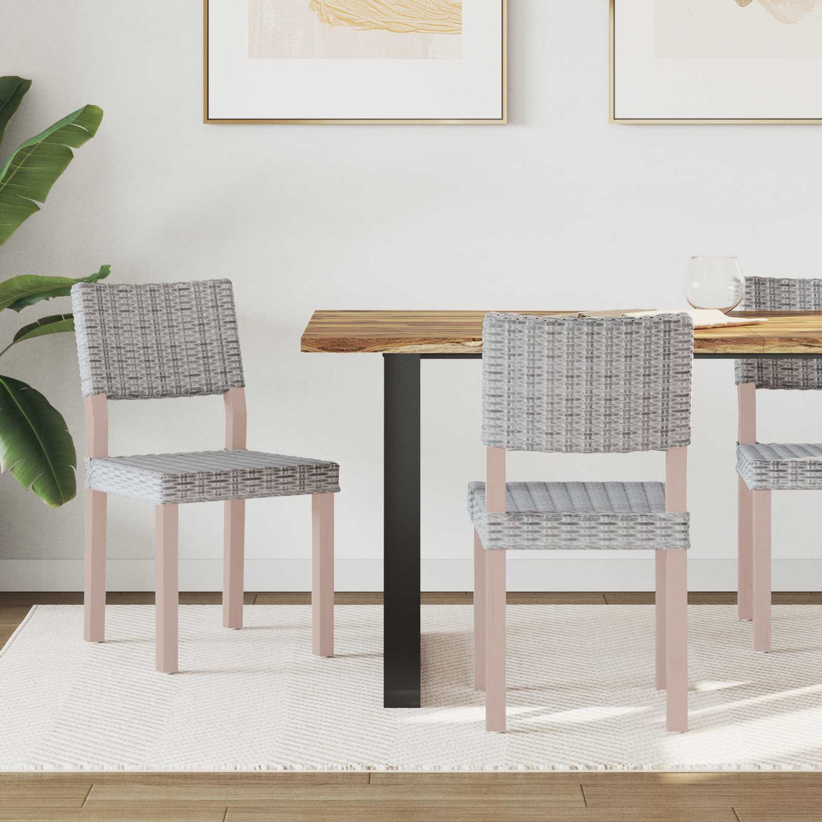 Silla De Comedor Gendt 2 Uds. Ratán Kubu Lavado Negro