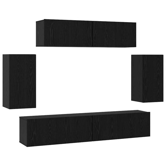 Conjunto De Mueble De Tv 6 Pcs Madera Contrachapada