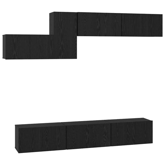 Conjunto De Mueble De Tv 7 Pcs Madera De Ingeniería