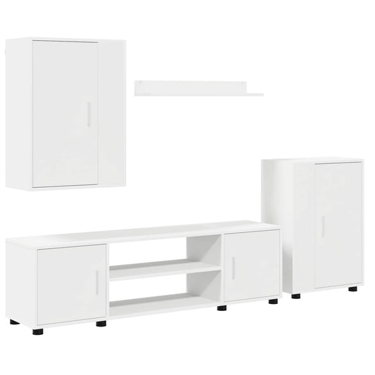 Conjunto De Mueble De Tv 4 Pcs Madera Contrachapada