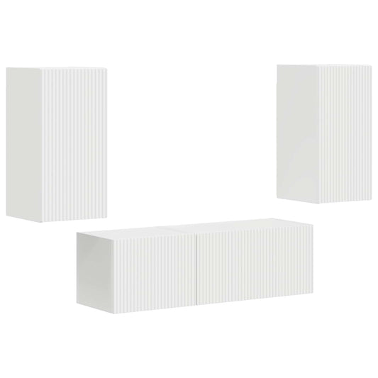 Conjunto De Mueble Para Tv De Pared 4 Pcs Madera De Ingeniería