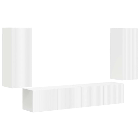 Conjunto De Mueble Para Tv De Pared 4 Pcs Madera De Ingeniería