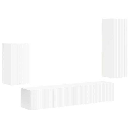 Conjunto De Mueble De Tv 4 Pcs Madera De Ingeniería