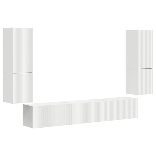 Conjunto De Mueble De Tv 4 Pcs Madera De Ingeniería