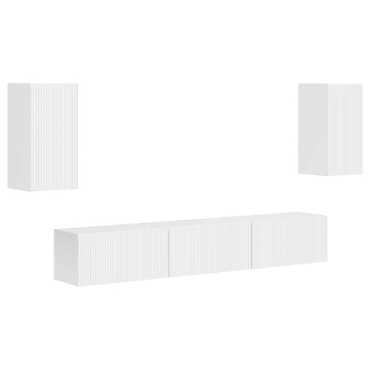 Conjunto De Mueble De Tv 5 Pcs Brillante Madera De Ingeniería