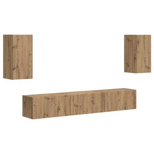 Conjunto De Mueble De Tv 5 Pcs Roble Artesanal