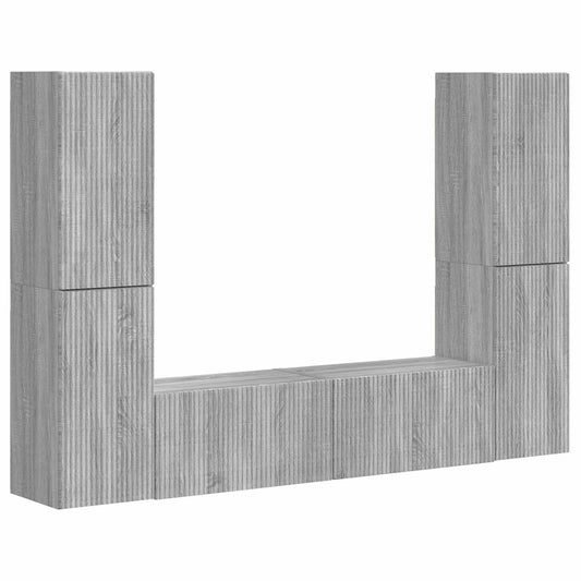 Conjunto De Mueble De Tv 6 Pcs Madera De Ingeniería