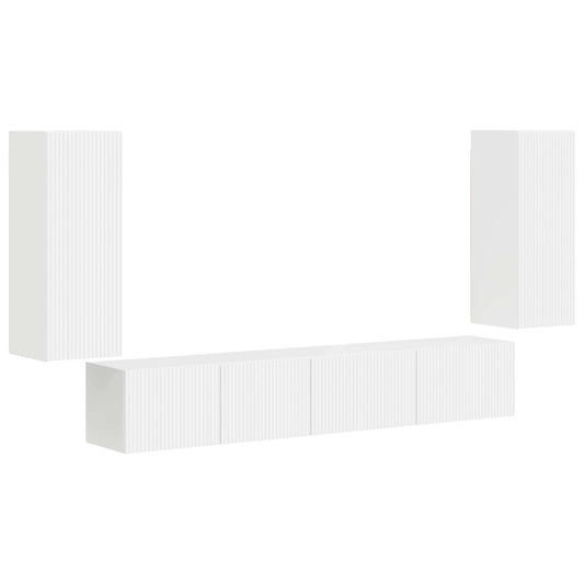 Conjunto De Mueble De Tv 4 Pcs Madera De Ingeniería