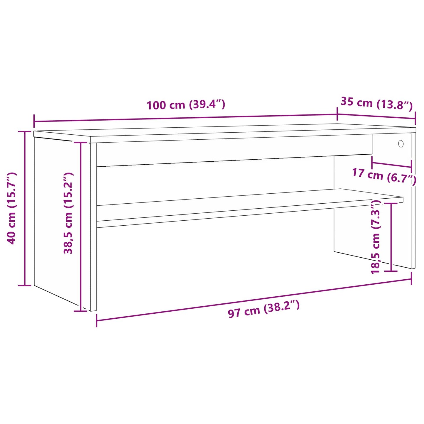 Mueble De Tv 100 X 35 X 40 Cm Madera De Ingeniería