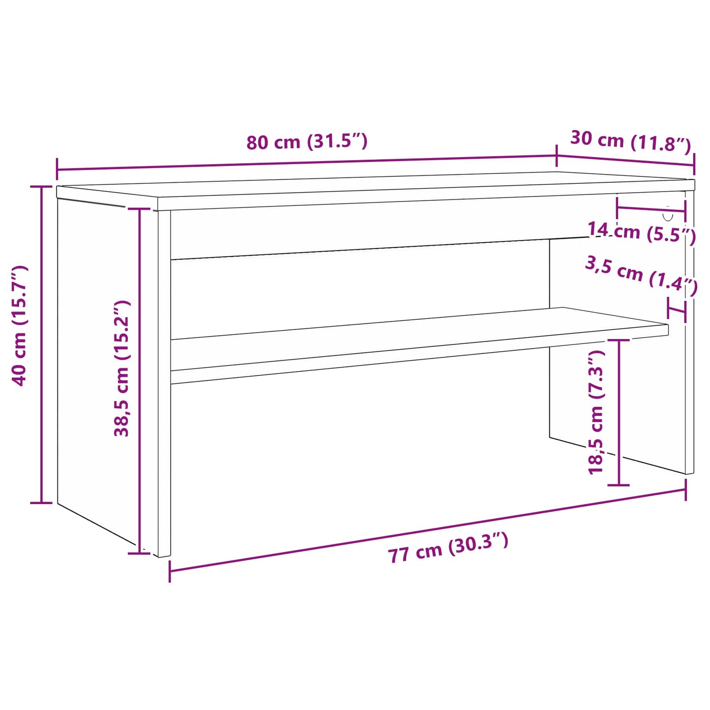Mueble De Tv 80 X 30 X 40 Cm Madera De Ingeniería
