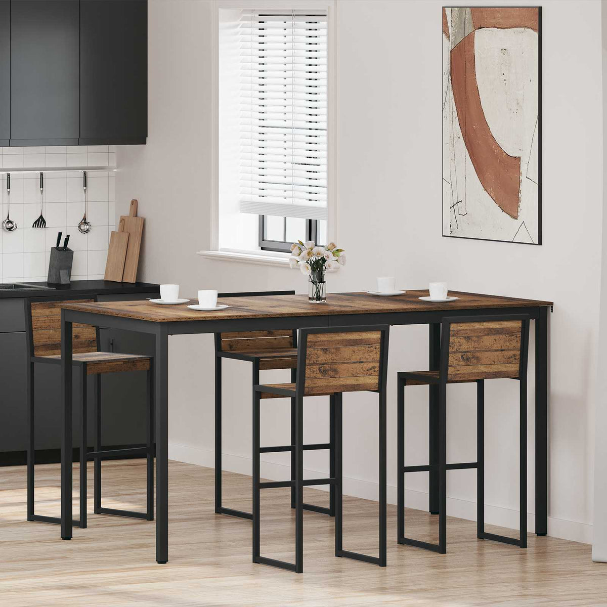 Mesa De Barra De Pie Madera De Ingeniería Cuadrado
