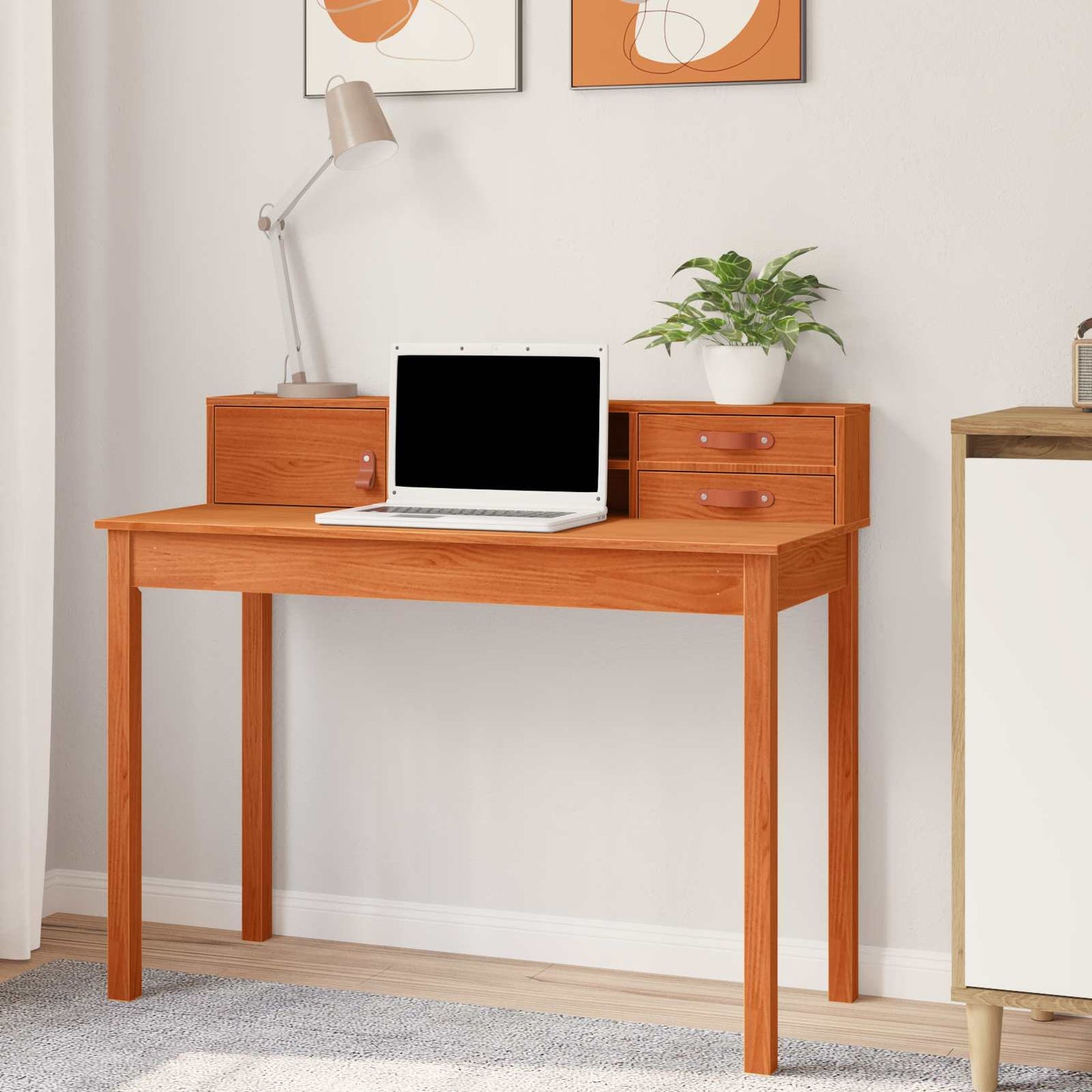 Escritorio De Madera Maciza De Pino 110X50X93 Cm