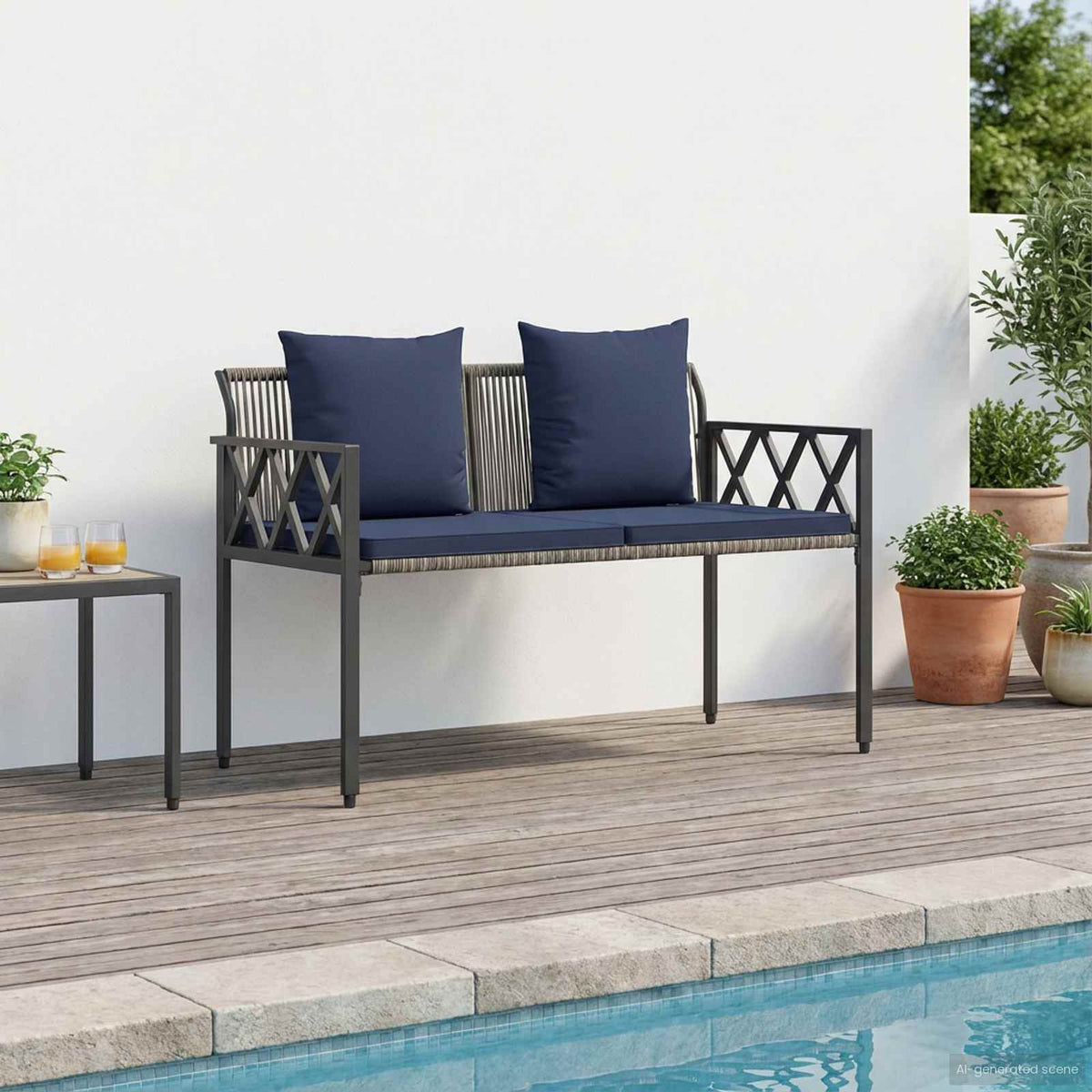 Bancos De Exterior 2 -Seater 116 X 56 X 75 Cm Ratán Sintético