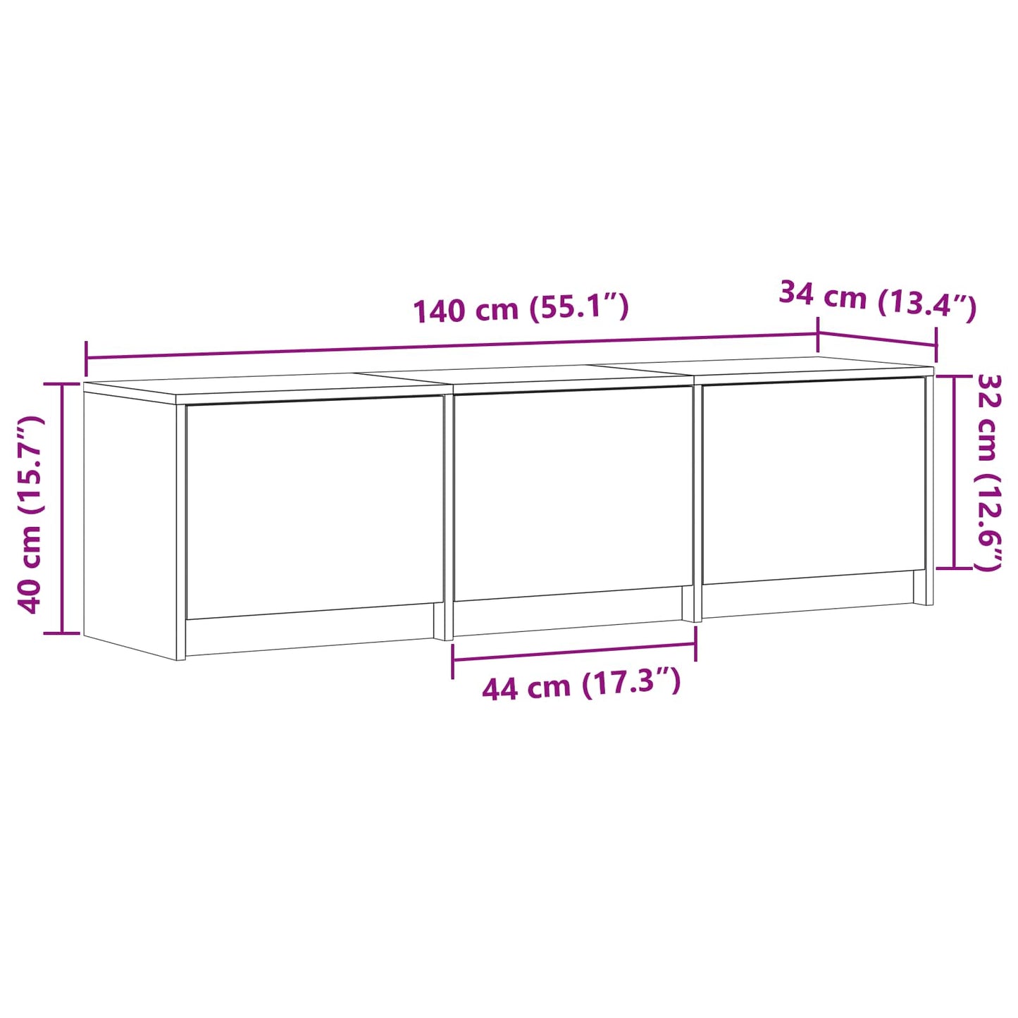 Mueble De Tv Con Led 140 X 34 X 40 Cm Madera De Ingeniería