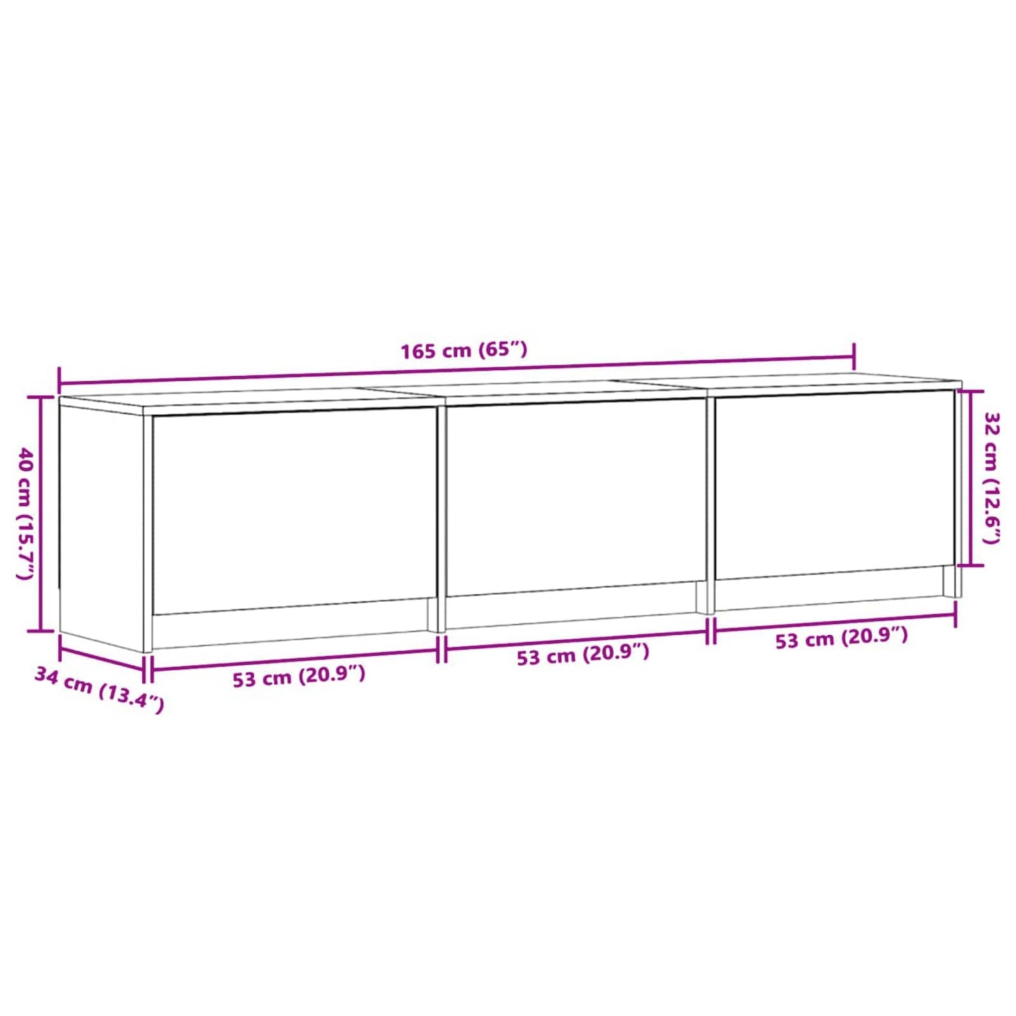Mueble De Tv Con Led 165 X 34 X 40 Cm Madera De Ingeniería